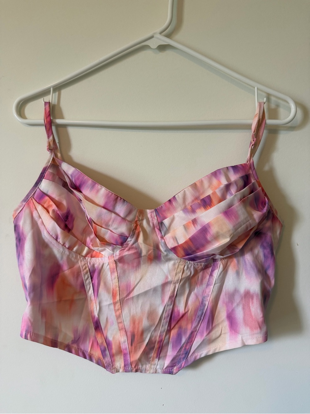 SHEIN Pink & Purple Watercolor Bustier Cami
